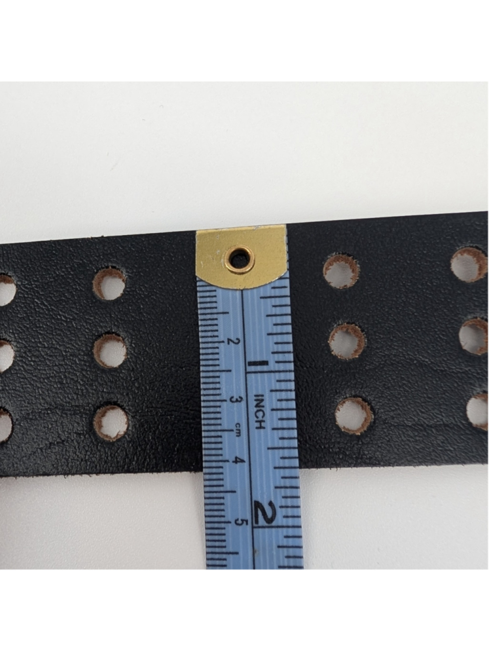 Black Top Grain Leather Triple Prong Belt XL 42-44 USA Made Punk Moto Goth - Picture 8 of 16